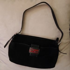 Fendi Classic Black Suede Bag Authentic